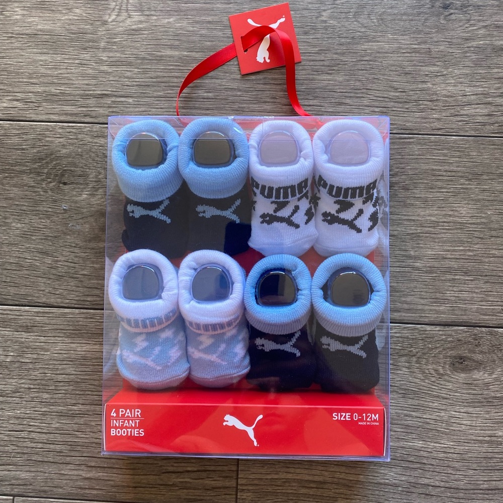 Puma Baby Boy Booties Blue And White 4 Pair Size 0-12m